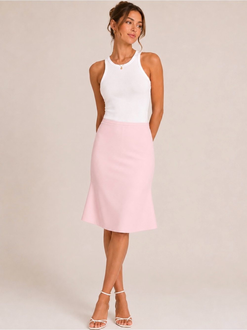 Moschino Soft Pink Midi A-Line Skirt